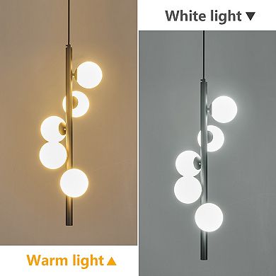 ZLAIQB 5-Light Glass MidCentury Globe Height Adjustable Pendant Light