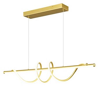 Modern Aluminum LED Chandelier, Dimmable Remote Control Pendant Light for Kitchen Island Dining Room