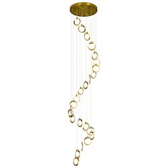 24-Ring LED Chandelier, Dimmable 144W Pendant Light for Living Room Island Hallway