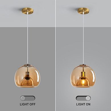 ZLAIQB 1-Light Glass Globe Modern Pendant Light