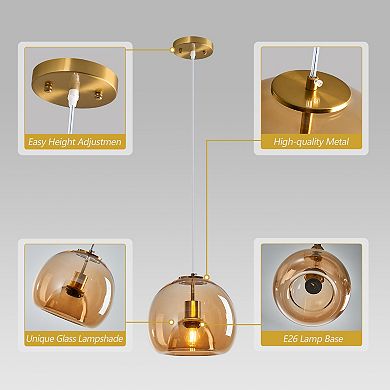 ZLAIQB 1-Light Glass Globe Modern Pendant Light