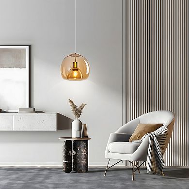 ZLAIQB 1-Light Glass Globe Modern Pendant Light