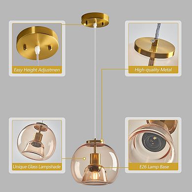 ZLAIQB 1-Light Light Green Glass Globe Modern Pendant 7.87in Pendant Light