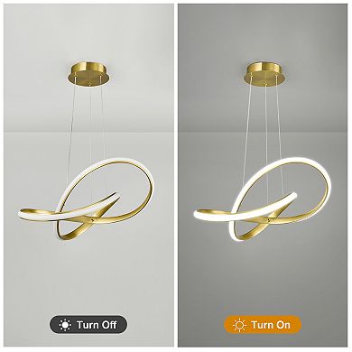 Modern LED Adjustable Chandelier, Irregular Ring Ceiling Light for Kitchen Island Dining Room