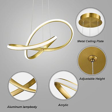 Modern LED Adjustable Chandelier, Irregular Ring Ceiling Light for Kitchen Island Dining Room