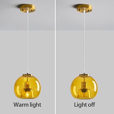 Modern Glass Globe Pendant Light, Adjustable Hanging Fixture for Kitchen Island Dining Room Bedroom