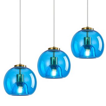 ZLAIQB 1-Light 3Pack Light Blue Glass Globe B Style Modern Pendant 7.87 in Pendant Light