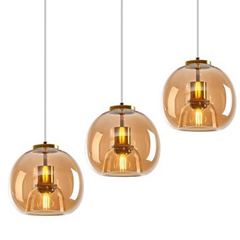 ZLAIQB 1-Light 3Pack Modern Glass Globe 7.87" Pendant Light