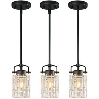 3-Pack Pressed Glass Pendant Lighting, Hanging Fixture for Kitchen, Bedroom & Bathroom