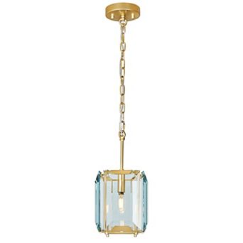 Rectangle Crystal Pendant Light Semi Flush Mount Fixture for Home
