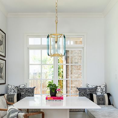 ZLAIQB 1-Light Gold Crystal Rectangle Farmhouse Semi Flush Mount 7.08in Pendant Light