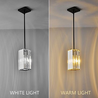 Modern Mini Crystal Pendant Light, Adjustable Hanging Fixture for Kitchen Island & Dining Room