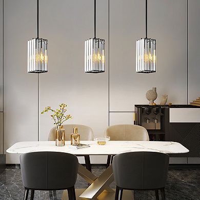 Modern Mini Crystal Pendant Light, Adjustable Hanging Fixture for Kitchen Island & Dining Room
