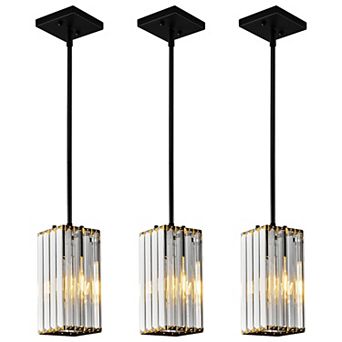Modern Mini Crystal Pendant Light, Adjustable Hanging Fixture for Kitchen Island & Dining Room