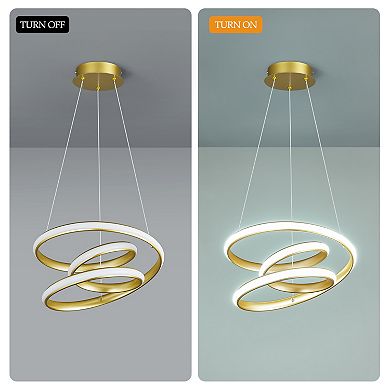 ZLAIQB 1-Light Gold Irregular Streamline Adjustable 13.77in Pendant Light