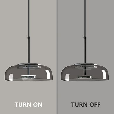 ZLAIQB 1-Light Smoke Gray Glass Chrome Modern 8.85in Pendant Light