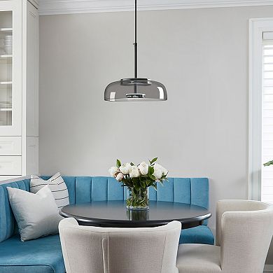 ZLAIQB 1-Light Smoke Gray Glass Chrome Modern 8.85in Pendant Light