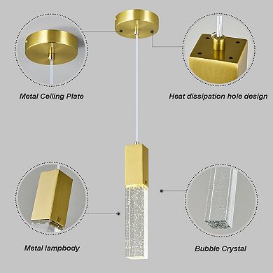 ZLAIQB 1-Light 2Pack Gold Mini Bubble Dimmable 4500K 1.96in Pendant Light