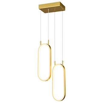 2-Rings Oval LED Pendant, Modern Light Fixture for Kitchen Island Living Room