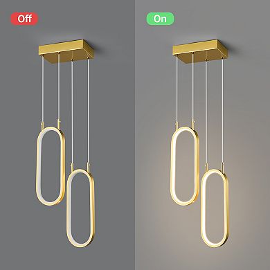 ZLAIQB 2-Light Gold LED Modern 2 Rings Oval 5.51in Pendant Light