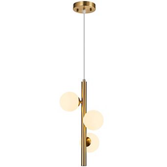 ZLAIQB 3-Light Gold Finish Milk Glass Modern Pendant Mount 8.66 in Ceiling Light