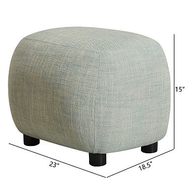 Linen Blend Boucle Upholstered Ottoman Soft Padded Footrest Set of 2