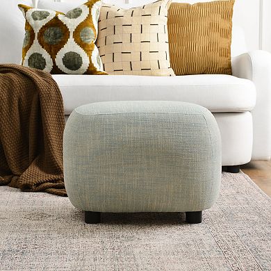 Linen Blend Boucle Upholstered Ottoman Soft Padded Footrest