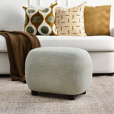 Linen Blend Boucle Upholstered Ottoman Soft Padded Footrest