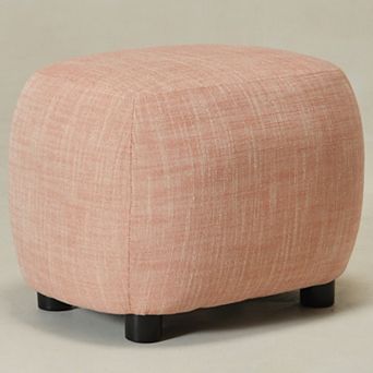 Linen Blend Boucle Upholstered Ottoman Soft Padded Footrest