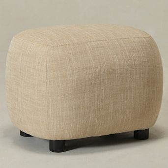 Linen Blend Boucle Upholstered Ottoman Soft Padded Footrest