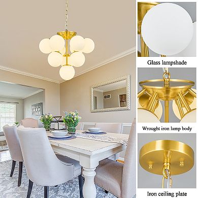 ZLAIQB 10-Light Gold Globe Mid Century Modern 4.72in Pendant Light