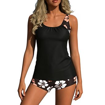 Women's Two-Piece Tankini Swimsuit, Flattering Tank Top with Boyshort Bottom