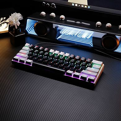 60% Mechanical Wired Gaming Keyboard, Wired RGB Red Switch Compact 61-Key Mini Keyboard for PC & Mac