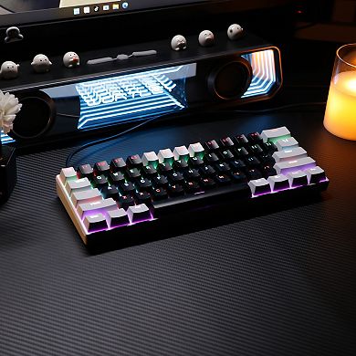 60% Mechanical Wired Gaming Keyboard, Wired RGB Red Switch Compact 61-Key Mini Keyboard for PC & Mac