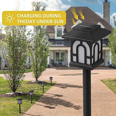 C Cattleya 12-Pack 14.5-Inch Black Solar Flickering Flame LED Outdoor Path Lights