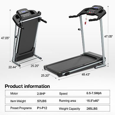 Circuit Terra 2.5HP Folding Treadmill with 12 Programs, Heart Rate Monitor & 265lb Capacity
