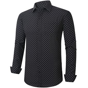 Men's Dress Shirt Long Sleeve Button Down Printed Shirt Business Casual Stretch Wrinkle-Free Shirt