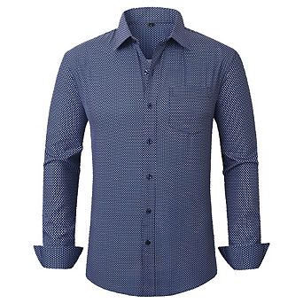 Men's Dress Shirt Long Sleeve Button Down Printed Shirt Business Casual Stretch Wrinkle-Free Shirt