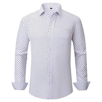 Men's Dress Shirt Long Sleeve Button Down Printed Shirt Business Casual Stretch Wrinkle-Free Shirt