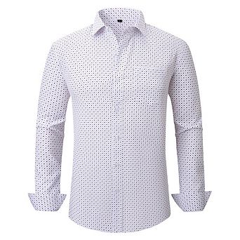 Men's Dress Shirt Long Sleeve Button Down Printed Shirt Business Casual Stretch Wrinkle-Free Shirt