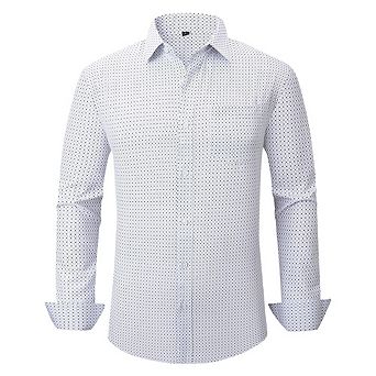 Men's Dress Shirt Long Sleeve Button Down Printed Shirt Business Casual Stretch Wrinkle-Free Shirt