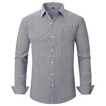 Men's Dress Shirt Long Sleeve Button Down Printed Shirt Business Casual Stretch Wrinkle-Free Shirt