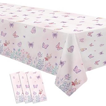 Butterfly Party Tablecloth 3-Pack Floral Disposable Garden Baby Shower Decorations