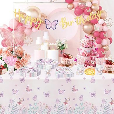 Butterfly Party Tablecloth 3-Pack Floral Disposable Garden Baby Shower Decorations