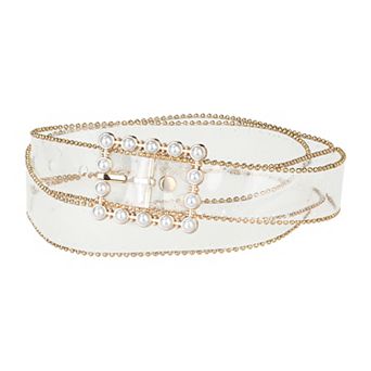 Ladies Clear Waist Belts for Jeans Trousers Transparent Belts Rectangle Buckle