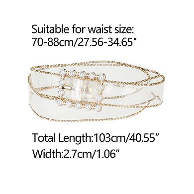 Ladies Clear Waist Belts for Jeans Trousers Transparent Belts Rectangle Buckle