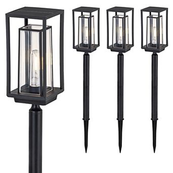 C Cattleya 28-Inch Black LED Outdoor Solar Path Lights,3000K Warm White/150 Lumen