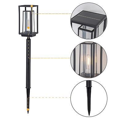 C Cattleya 28-Inch Black LED Outdoor Solar Path Lights,3000K Warm White/150 Lumen