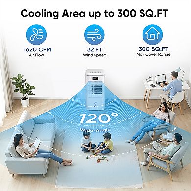 Circuit Terra 6L Evaporative Air Cooler with HEPA Filter 3 Speeds, Remote & Swivel Wheels