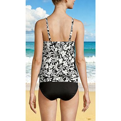 Women's Blouson Tankini Swimsuit, Two-Piece Floral Print Bathing Suit with Adjustable Straps